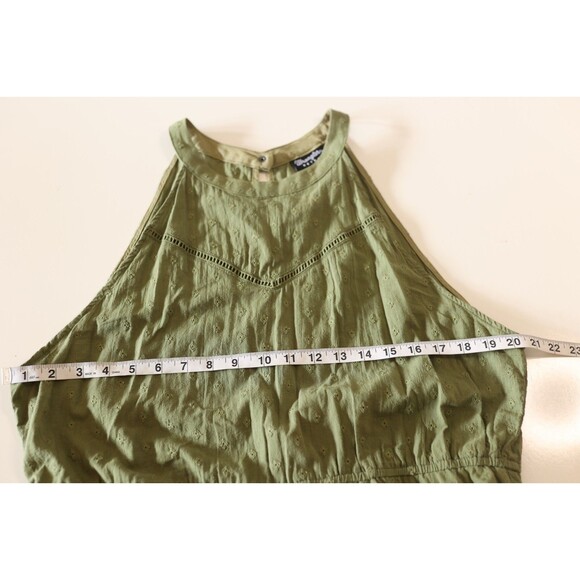 Wrangler Retro Olive Green Asymmetrical Cowgirl Fairy Dress High Neck Eyelet XL - Picture 9 of 11